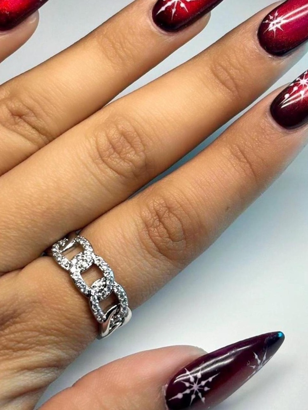 stainless steel silver double link ring